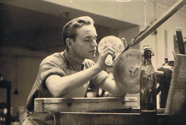 Ausbildung von Lehrlingen in der Glasfabrik Olbernhau