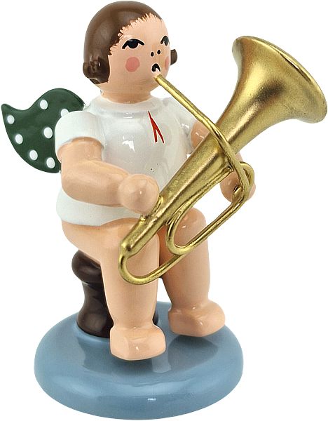 Ellmann Engel mit Tuba sitzend farbig ohne Krone